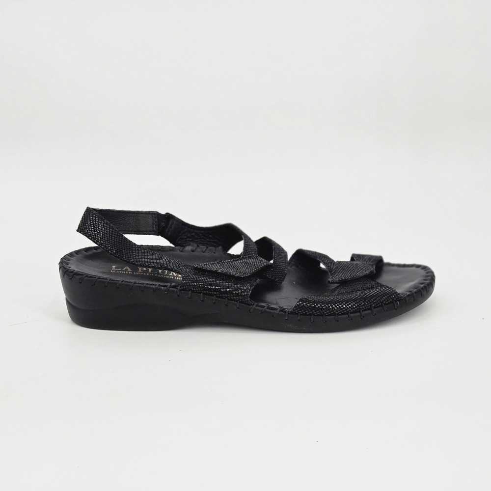 La Plume Becka Black Metallic Snakeskin Leather Orthotic Slingback Sandals 41 10 - Picture 10 of 11